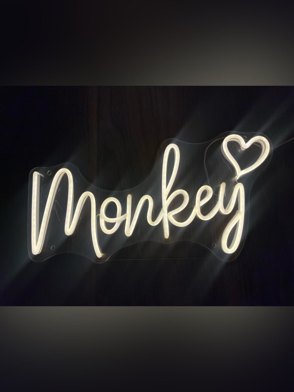 Neon Script Sign - Warm White "monkey" Decorative Wall